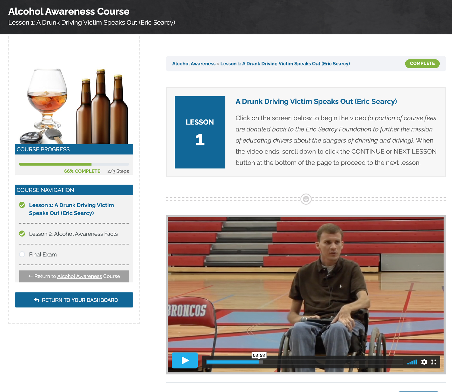 Alcohol Awareness Course Video (Eric Searcy)
